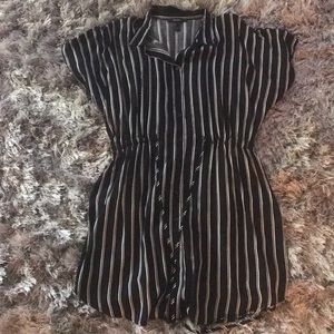 Striped mini drawstring dress
